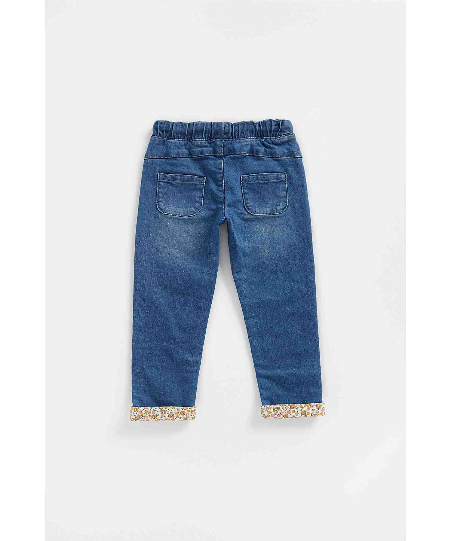 Mothercare Girls 100% Cotton Embroidered Jeans - Blue