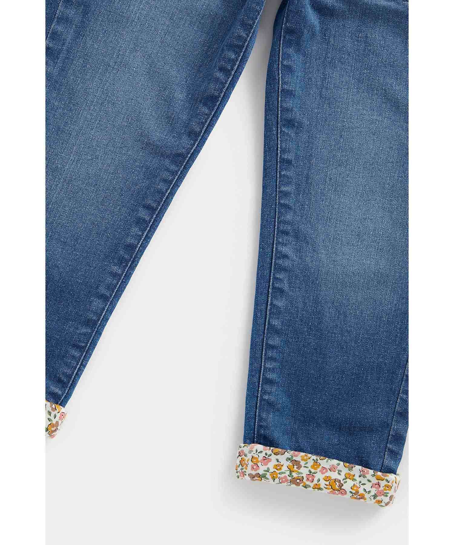 Mothercare Girls 100% Cotton Embroidered Jeans - Blue