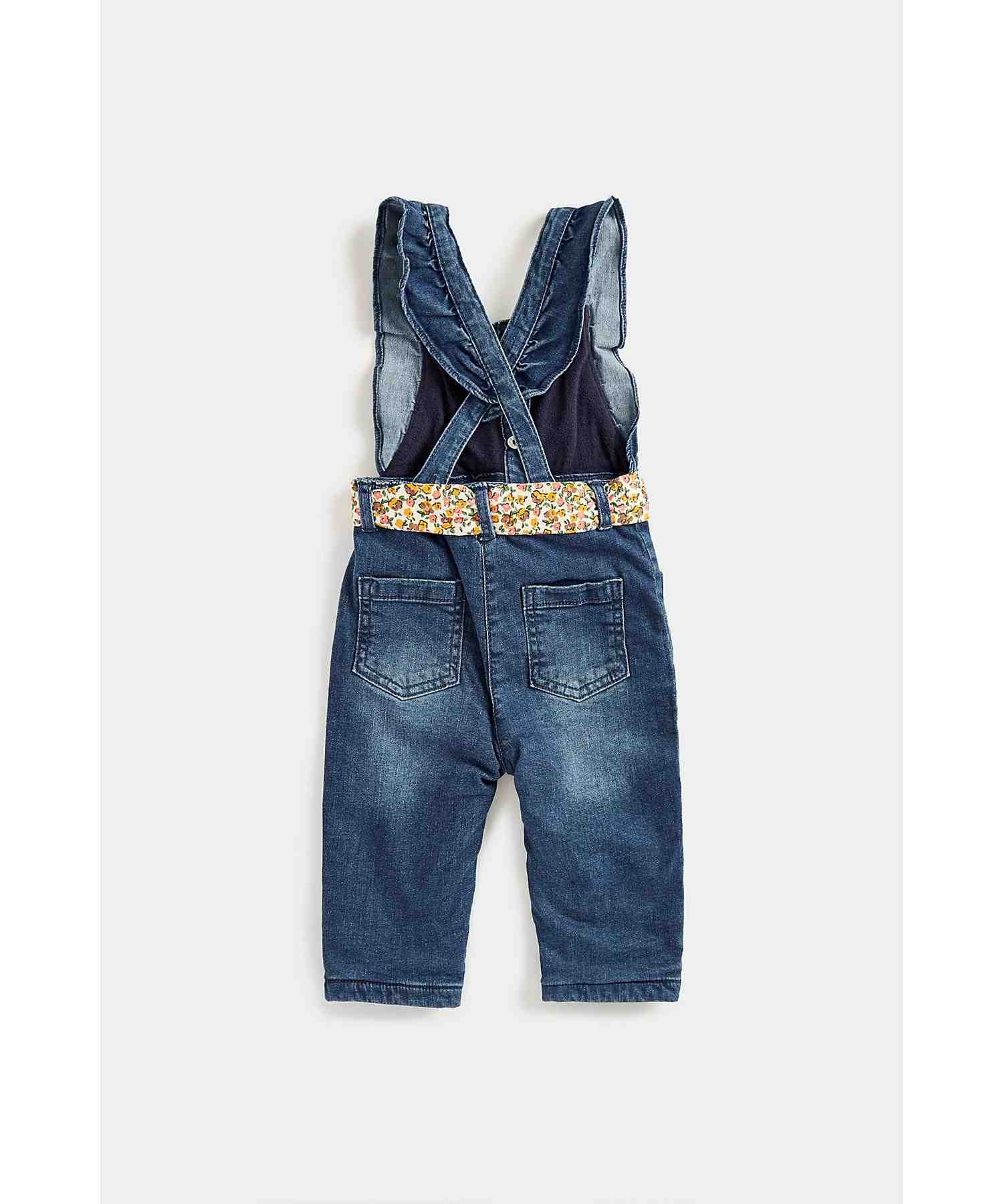 Mothercare Girls Fleece Lined Dungaree- Blue
