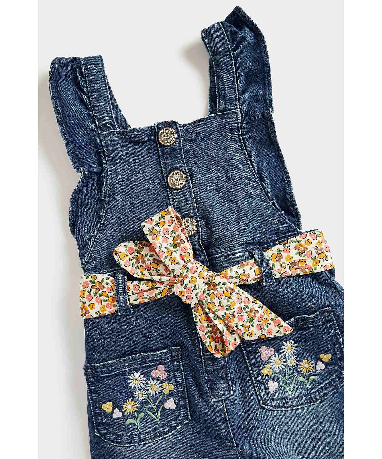 Mothercare Girls Fleece Lined Dungaree- Blue