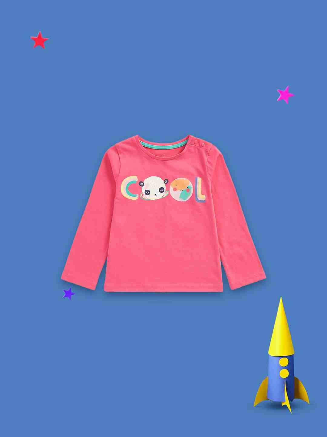 Mothercare Girls 100% Cotton Printed T-Shirt - Pink
