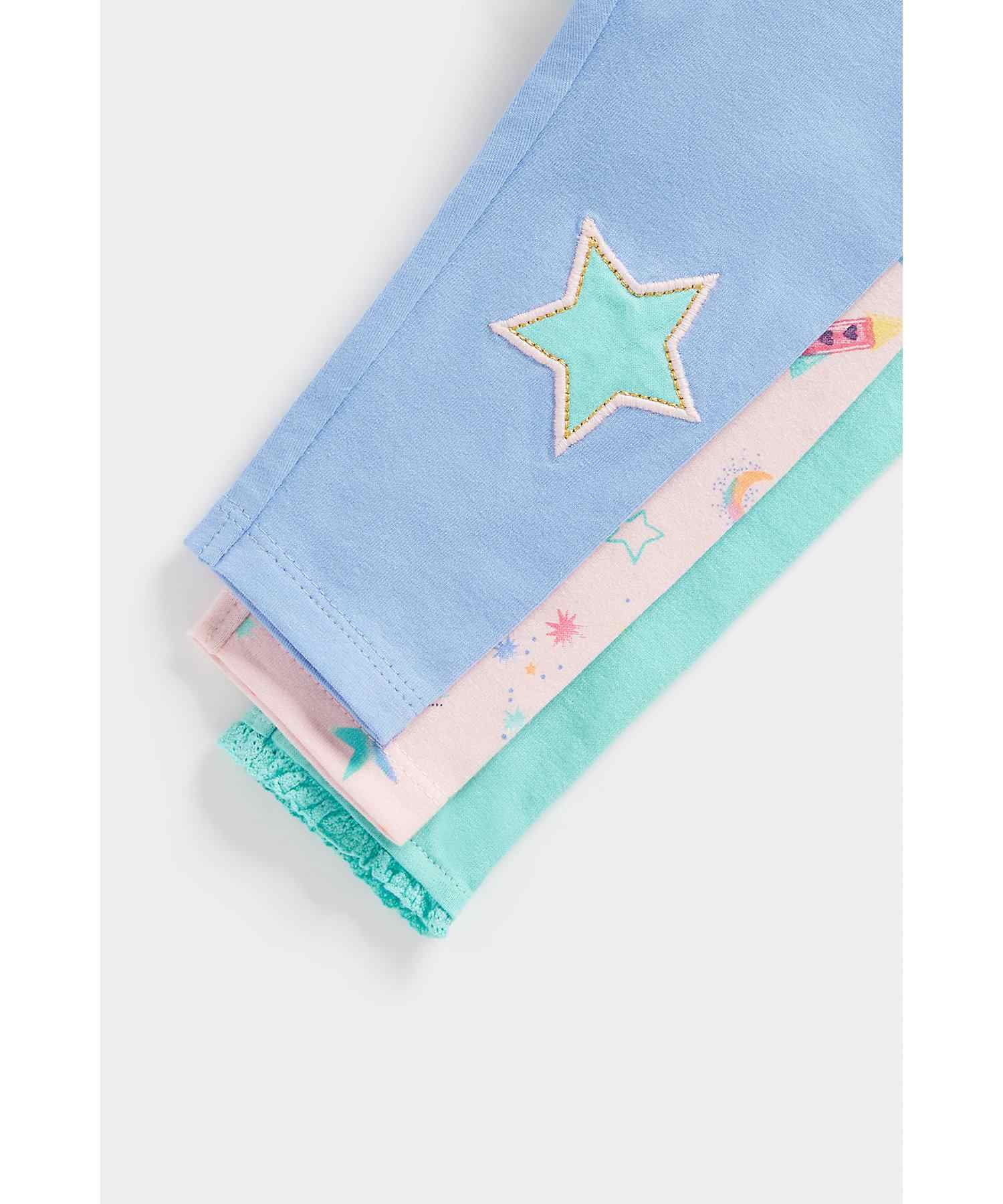 Mothercare Girls Wide Waistband Leggings - Pack of 3 - Multicolor