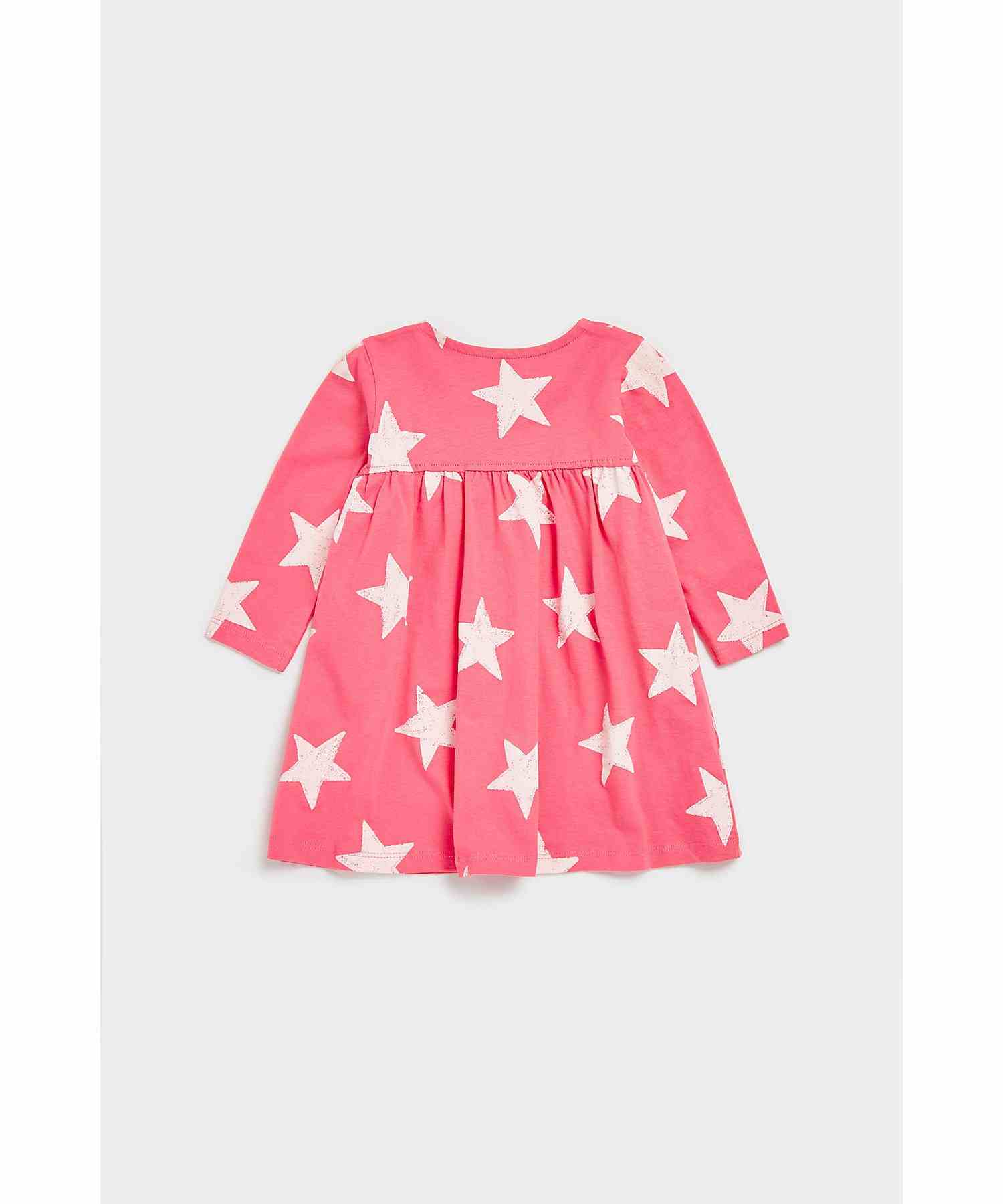 Mothercare Girls 100% Cotton Stars Dress - Pink