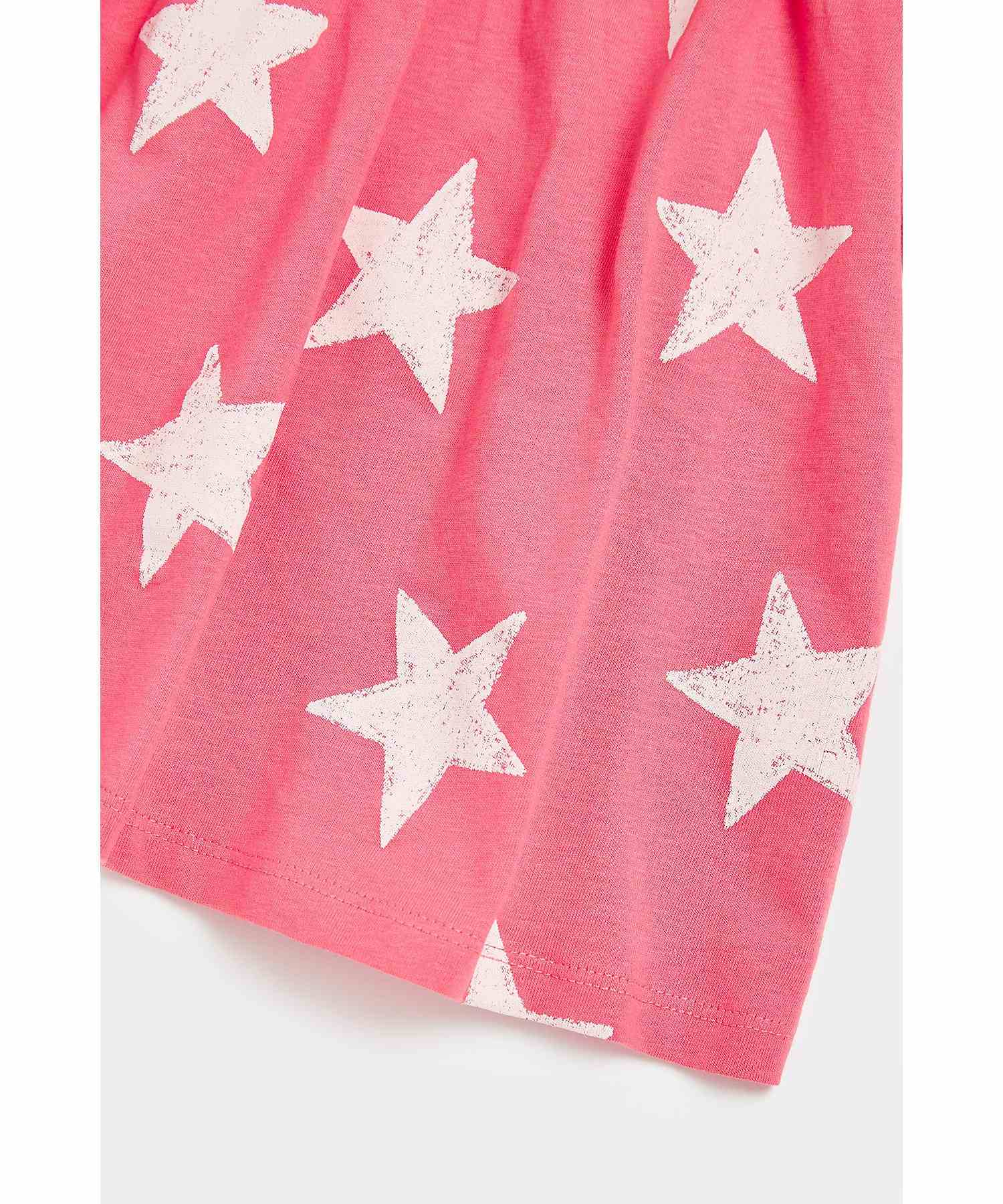 Mothercare Girls 100% Cotton Stars Dress - Pink