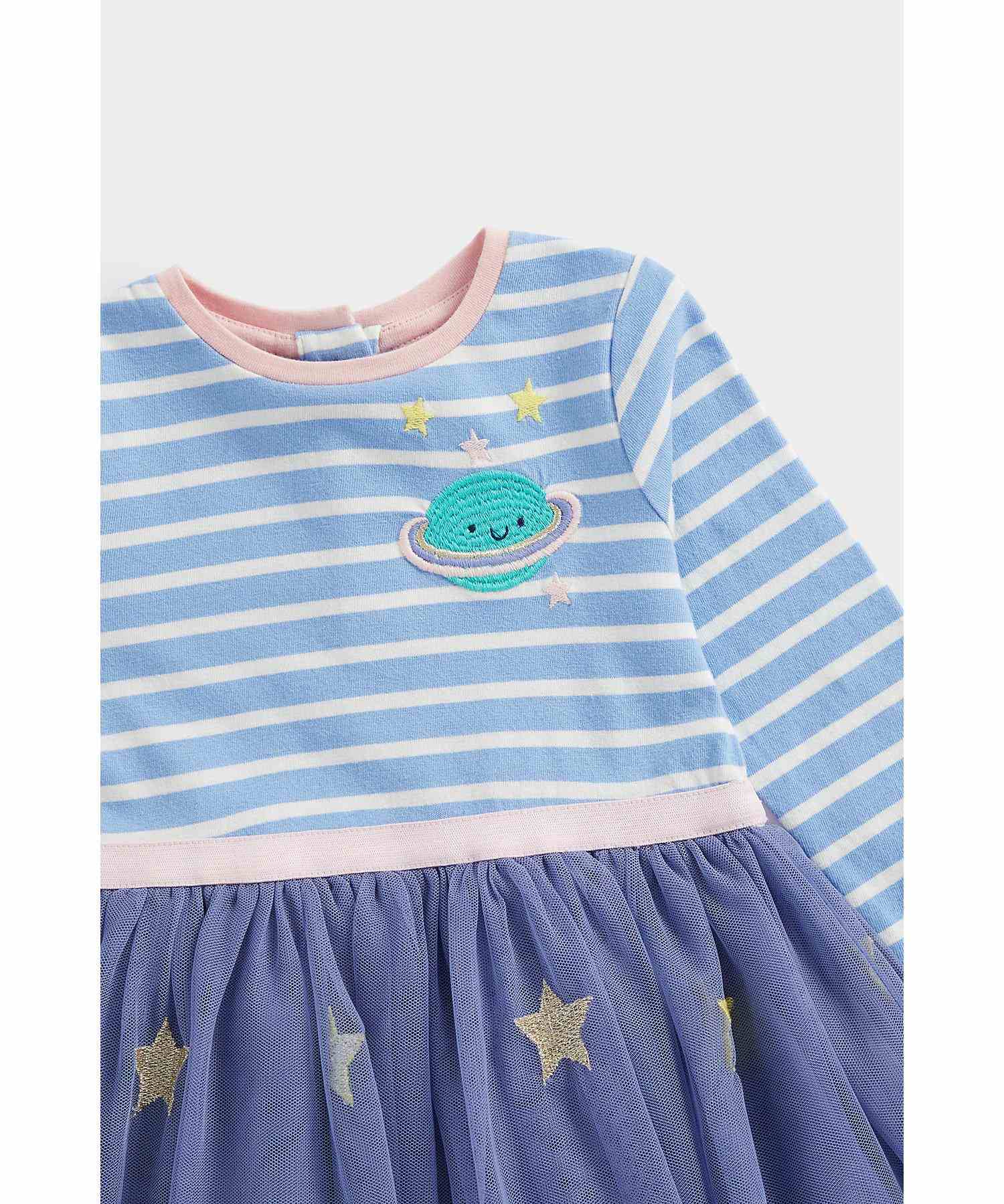 Mothercare Girls Jersey Lined Skirt Dress - Blue