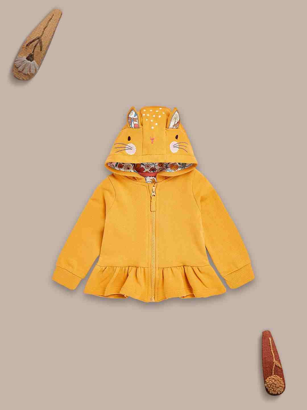 Mothercare Girls 100% Cotton Printed Jersey Lining Sweatshirt - Brown