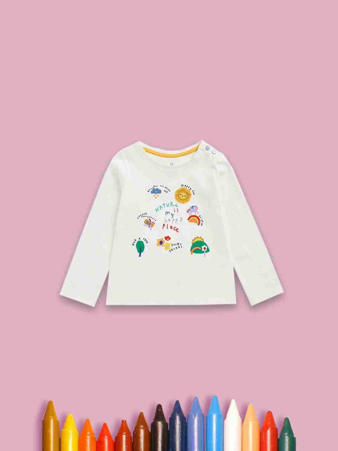 Mothercare Girls 100% Cotton Printed T-Shirt - Cream