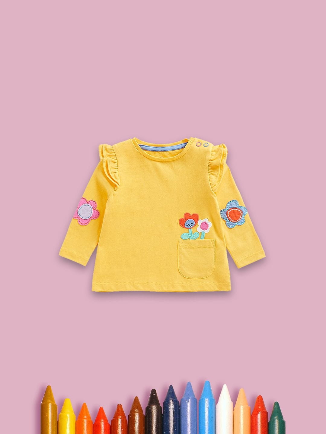Mothercare | Girls Full Sleeves Tops-Yellow 0