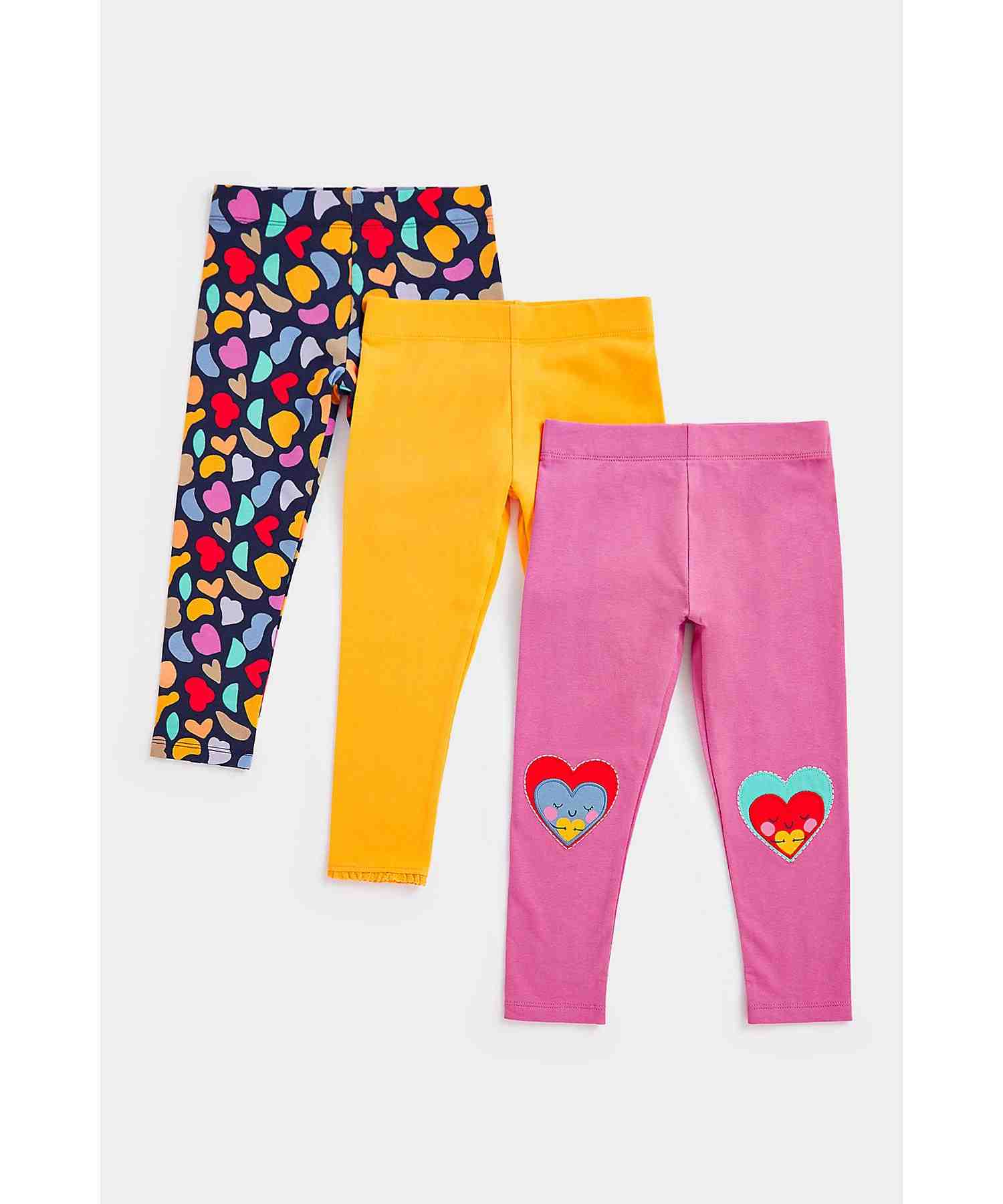 Mothercare Girls Wide Elasticated Waistbands Leggings - Pack of 3 - Multicolor