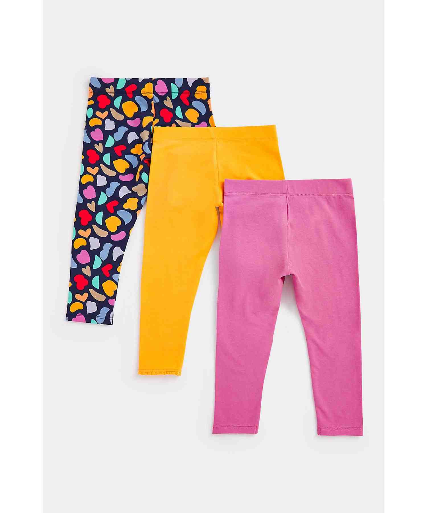 Mothercare Girls Wide Elasticated Waistbands Leggings - Pack of 3 - Multicolor