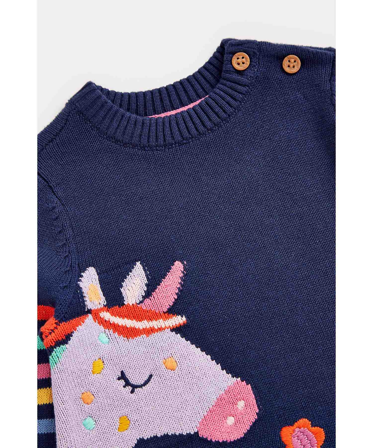 Mothercare Girls 100% Cotton Cotton Knit Dress with Embroidery Dress with Socks - Multicolor