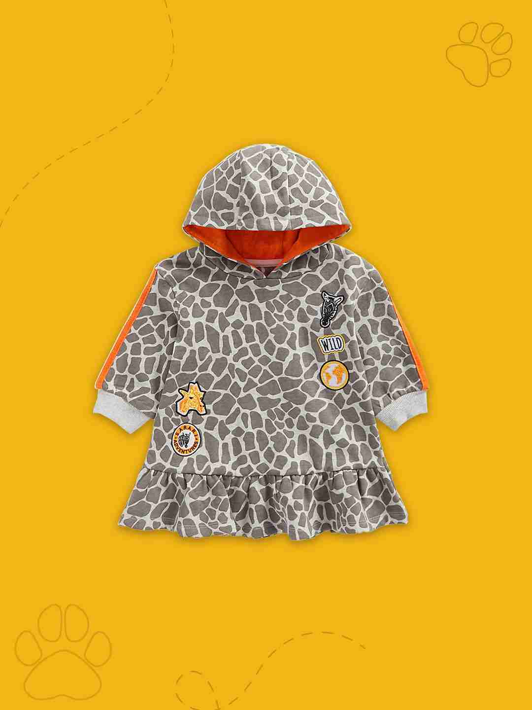 Mothercare Girls 100% Cotton Peplum Frill Hem Dress - Grey