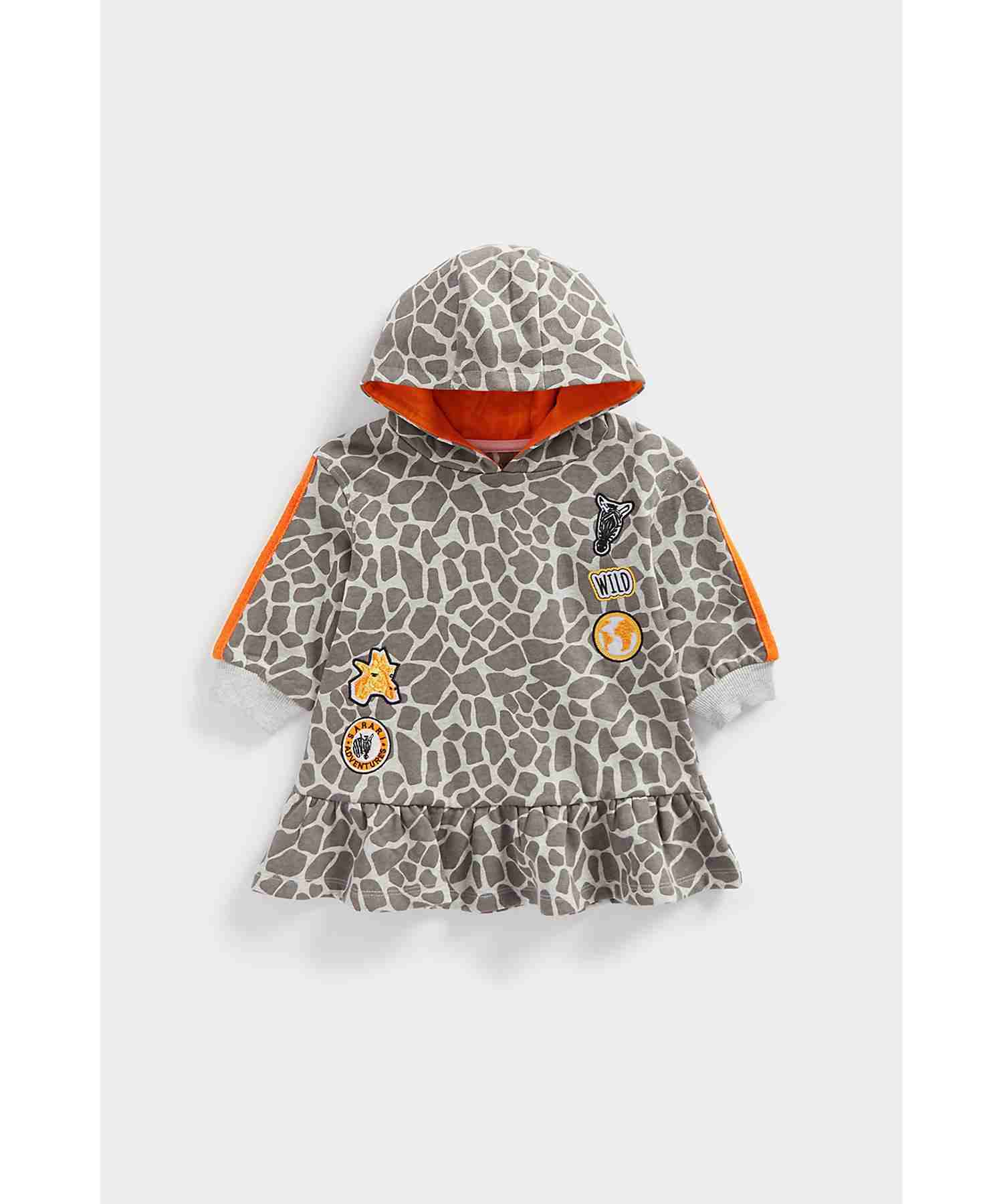 Mothercare Girls 100% Cotton Peplum Frill Hem Dress - Grey