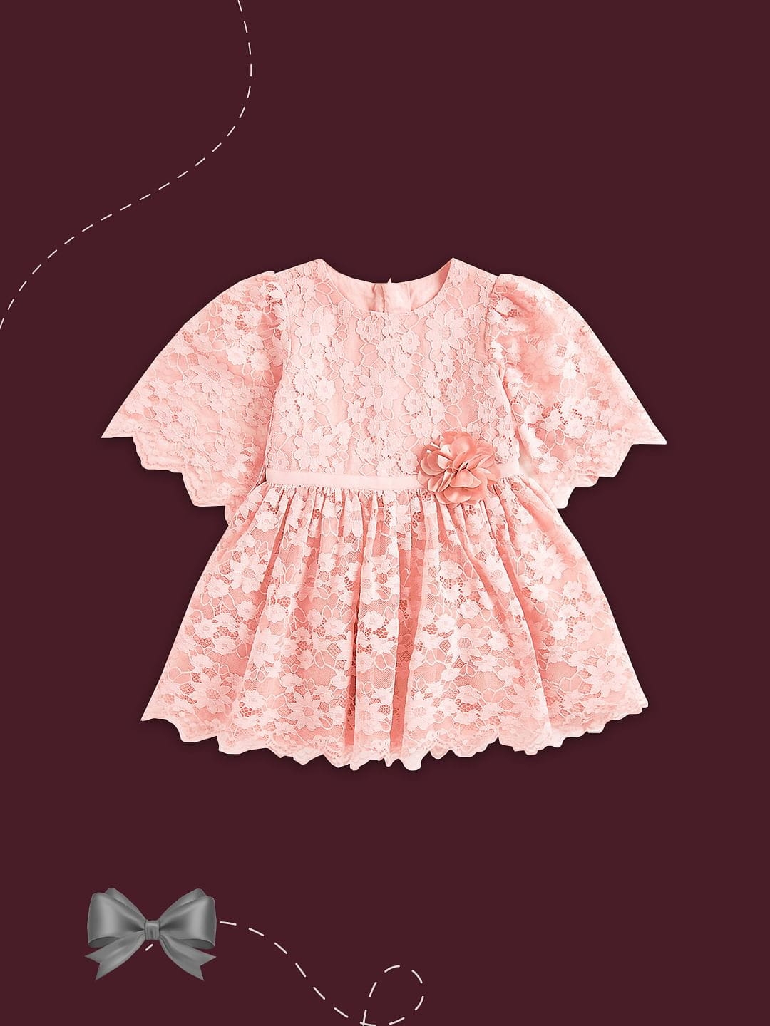 Mothercare | Girls Short Sleeves Dress -Pack of 1-Peach 0