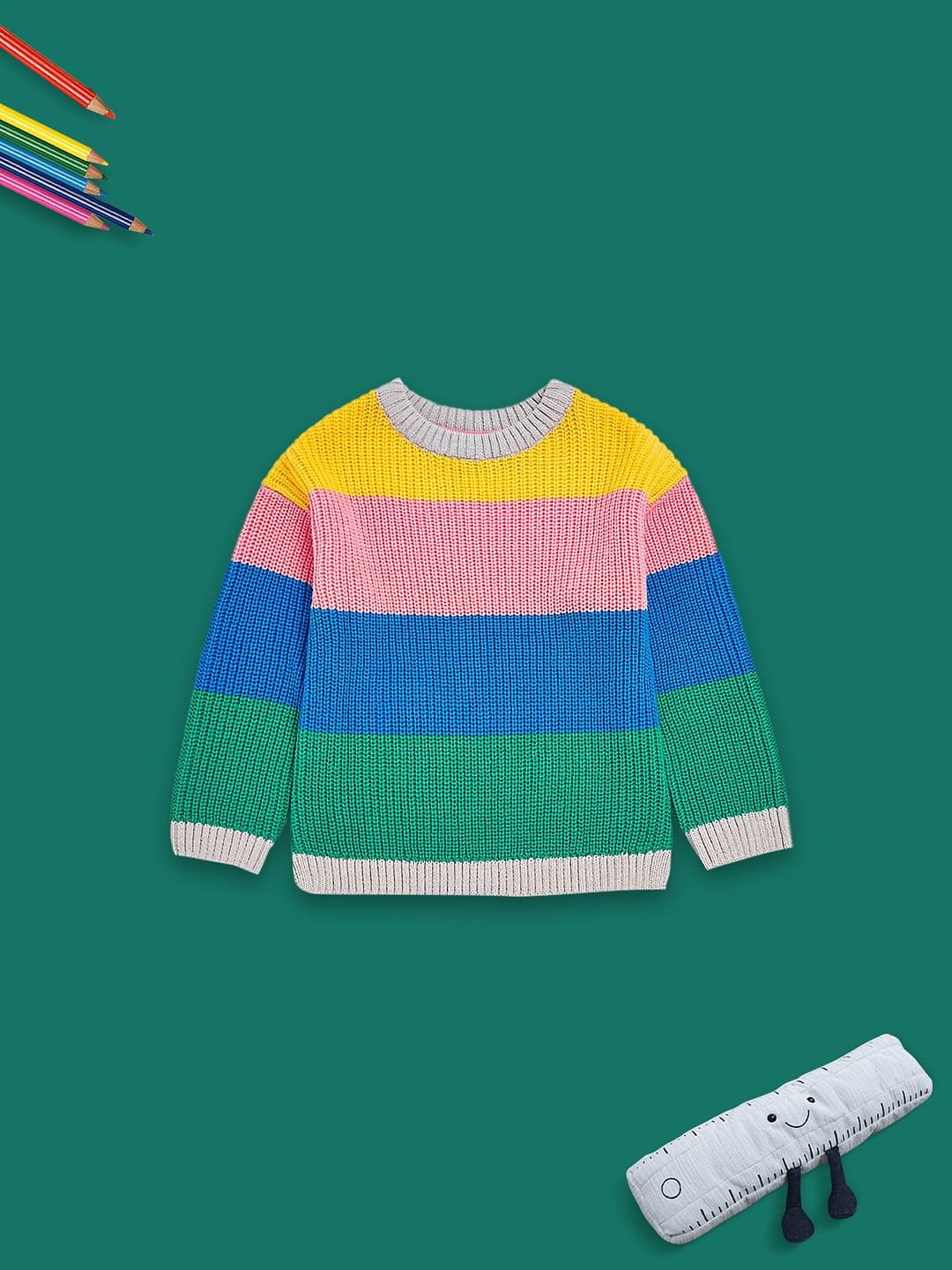 Mothercare | Girls Full Sleeves Sweaters Colorful Stripes-Multicolor 0
