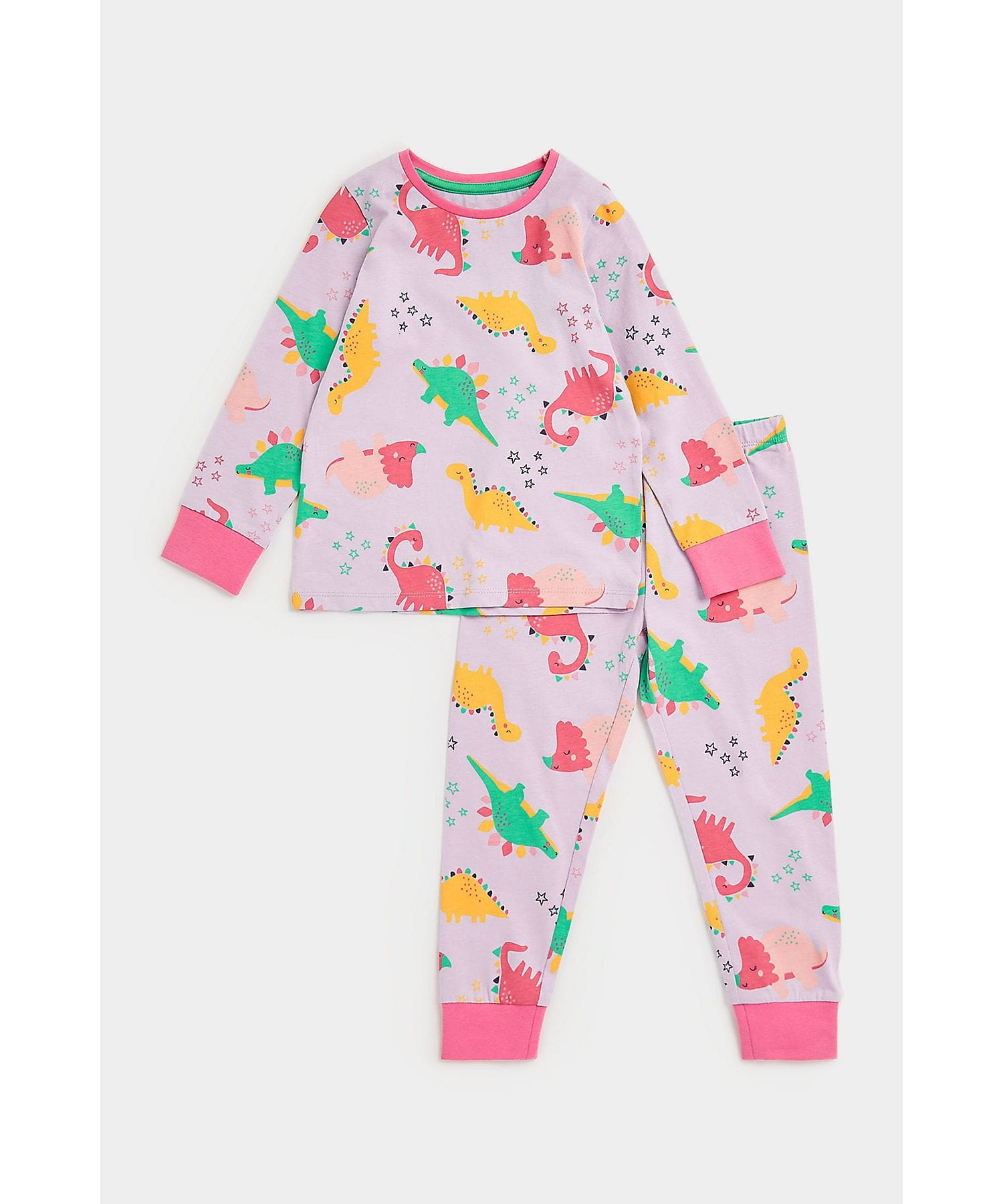 Mothercare | Girls Full Sleeves Pyjama Set Dino All Over Print-Multicolor 0