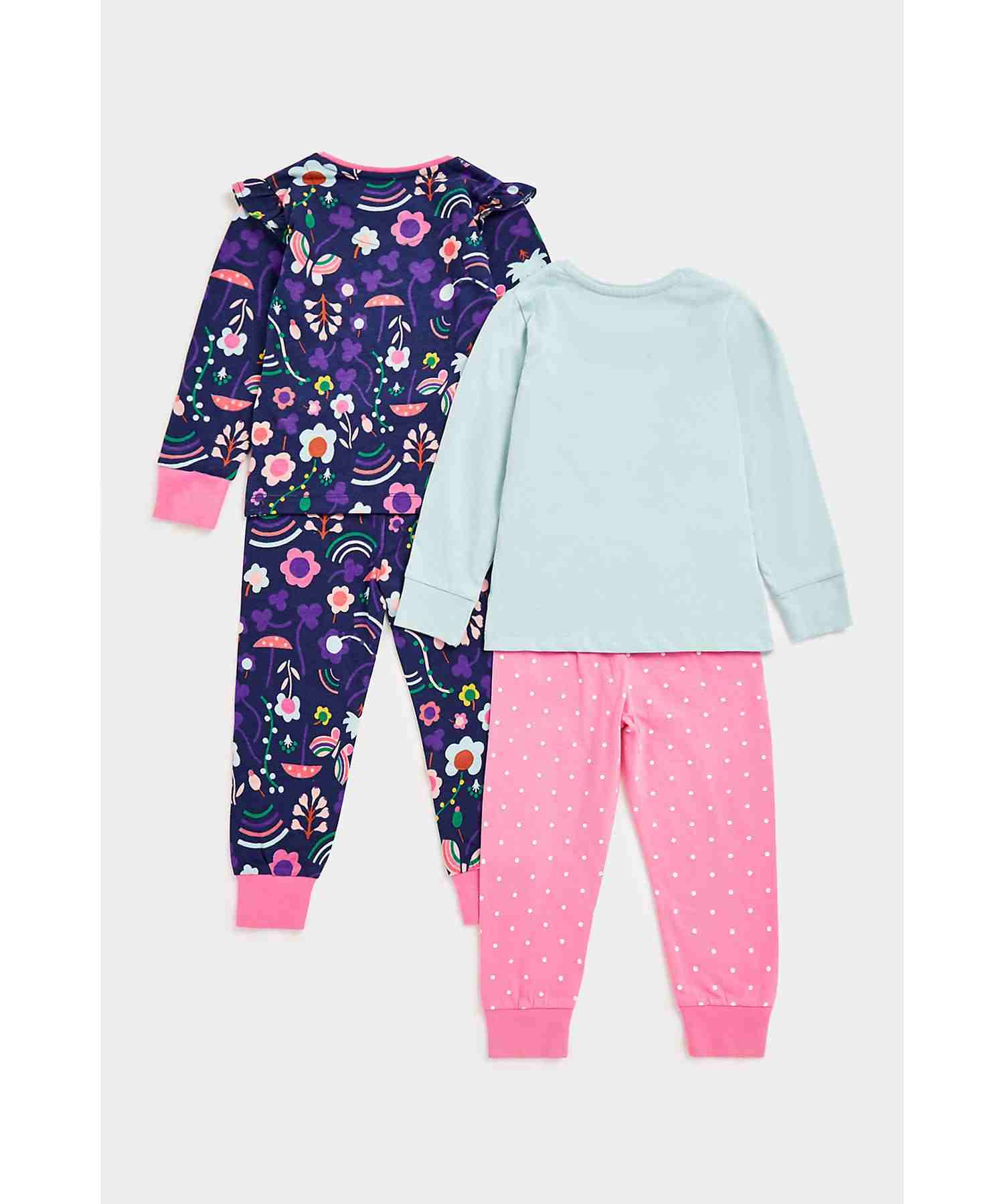 Mothercare Girls Tops and Bottoms Designed Pyjama - Pack of 2 - Multicolor
