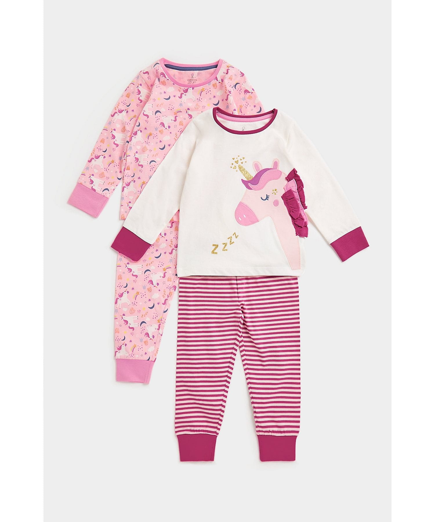 Mothercare | Girls Full Sleeves Pyjama Set Magical Adventure-Pack of 2-Pink 0