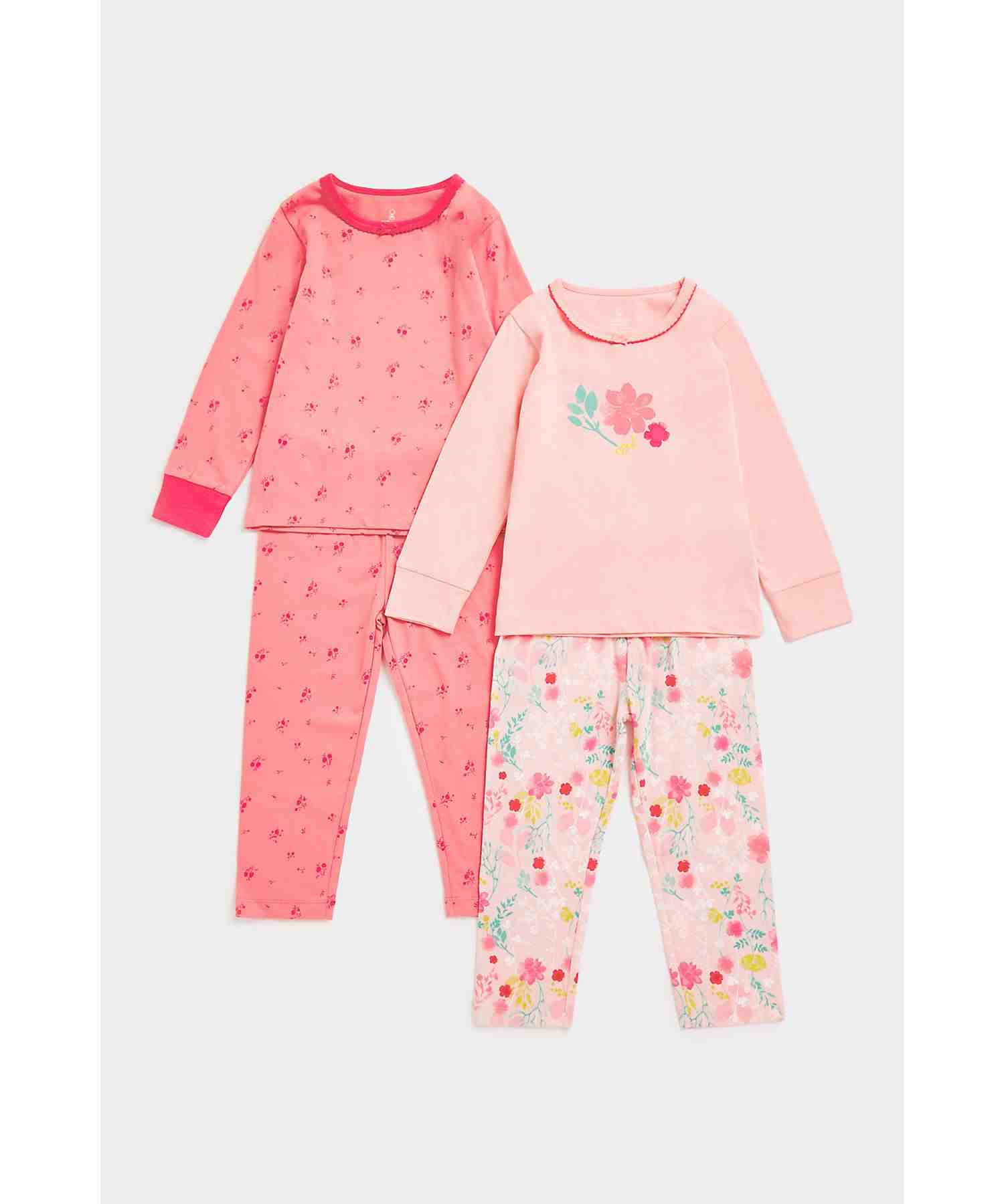 Mothercare Girls Wide Leg Trousers Pyjama - Pack of 2 - Pink