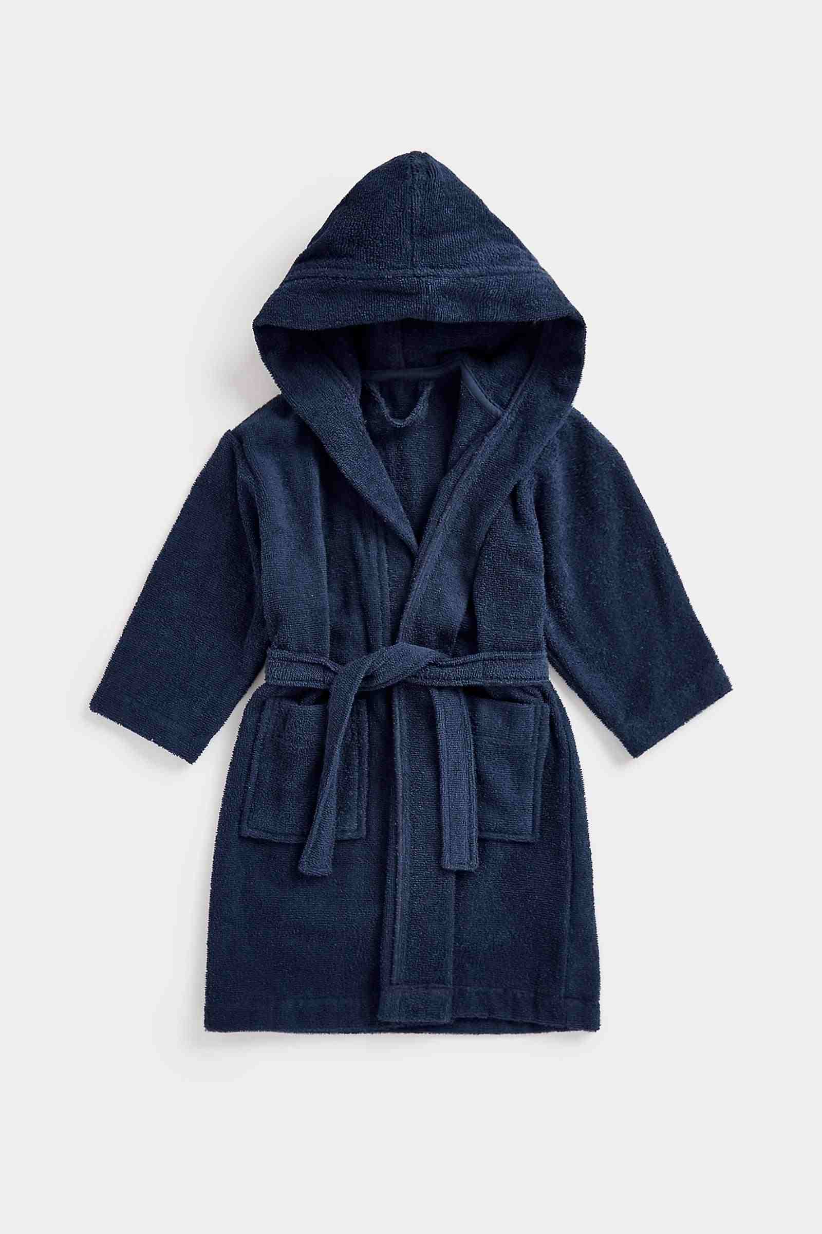 Mothercare Girls 100% Cotton Pockets Robe- Blue