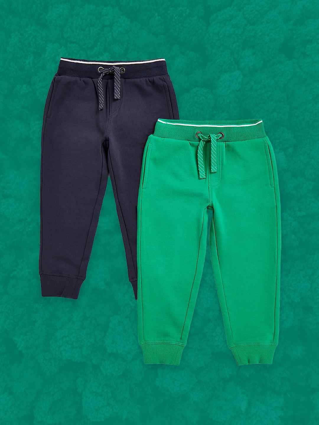 Mothercare Boys 100% Cotton Solid Joggers - Green