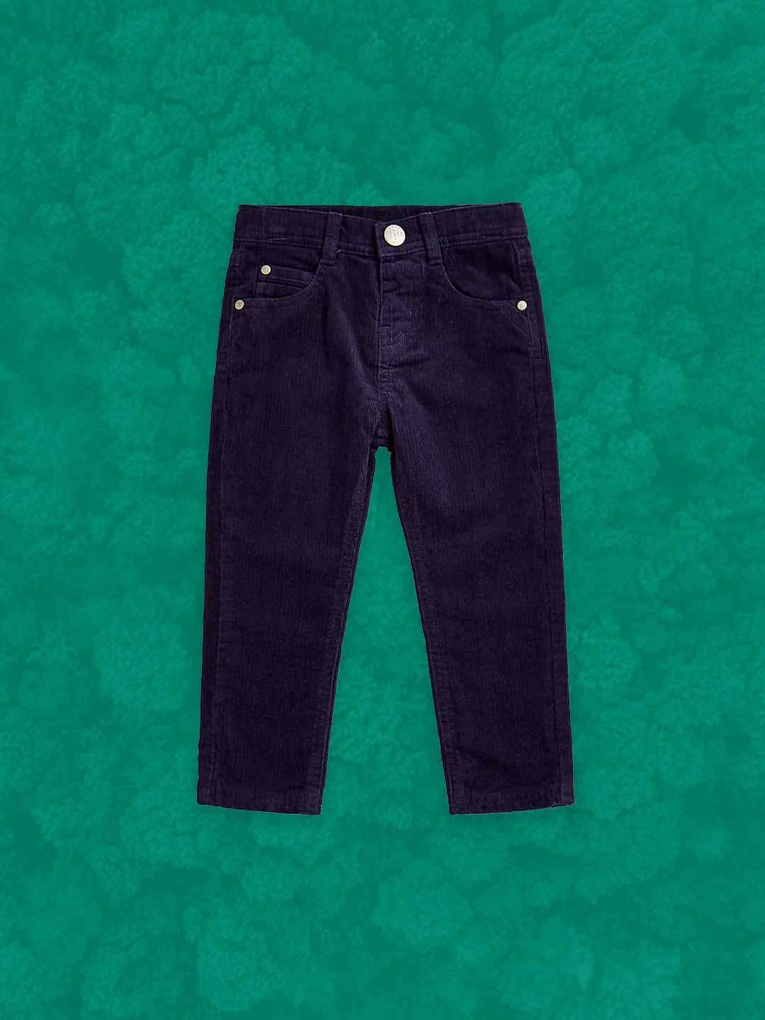 Mothercare Boys 100% Cotton Mock Fly with Single Popper Fastening Corduroy Trousers - Navy