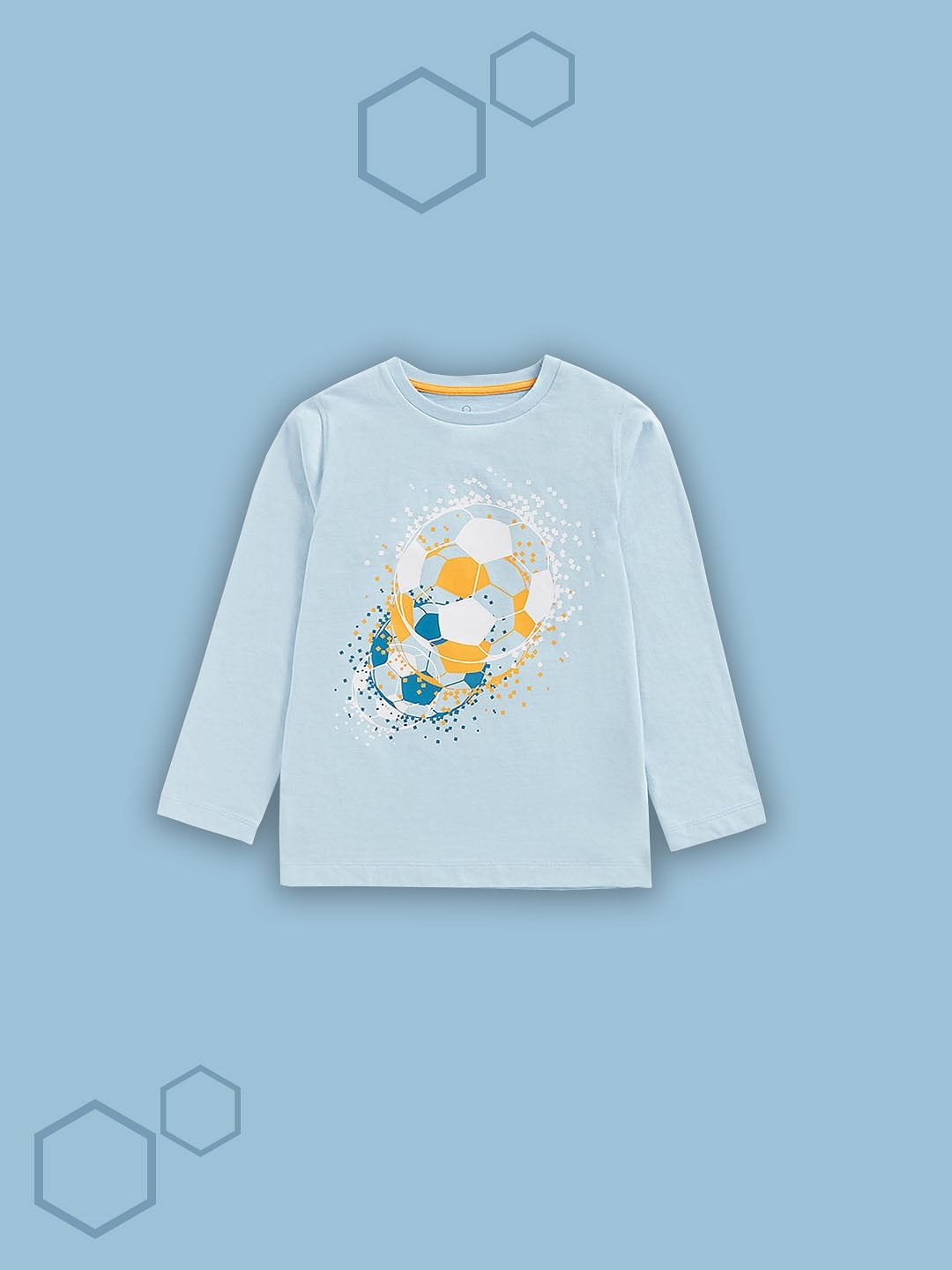 Mothercare | Boys Full Sleeves T Shirts Football Design-Blue 0