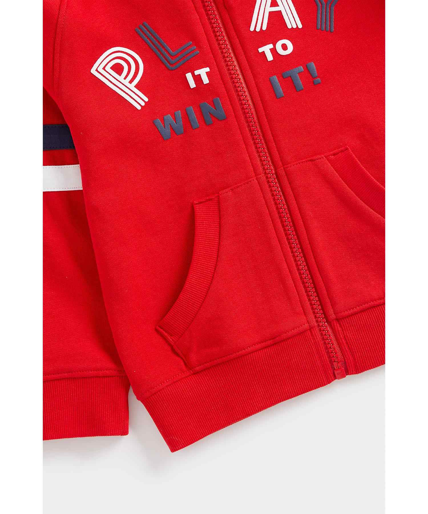 Mothercare Boys 100% Cotton Jersey Lined Hood Sweatshirt - Red
