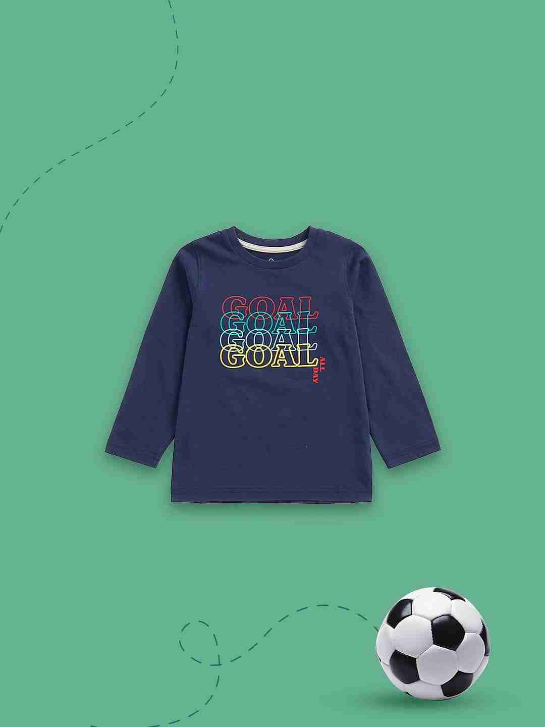 Mothercare | Boys Full Sleeves T Shirts Slogan Puff Print-Blue 0