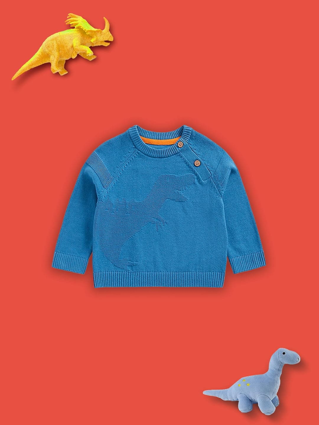 Mothercare | Boys Full Sleeves Sweatshirt Dino Design-Blue 0