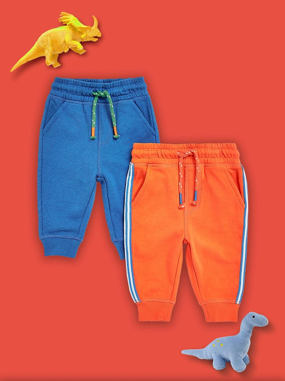 Mothercare | Boys Jogger Side Tape-Pack of 2-Multicolor 0
