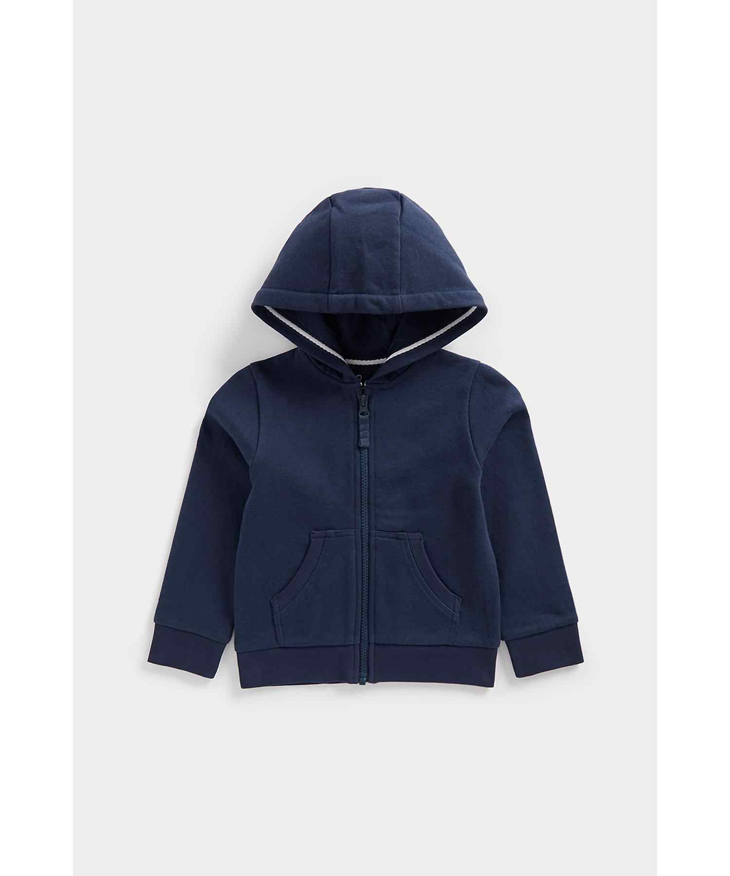 Mothercare Boys 100% Cotton Jersey - Lined Hood Sweatshirt - Blue