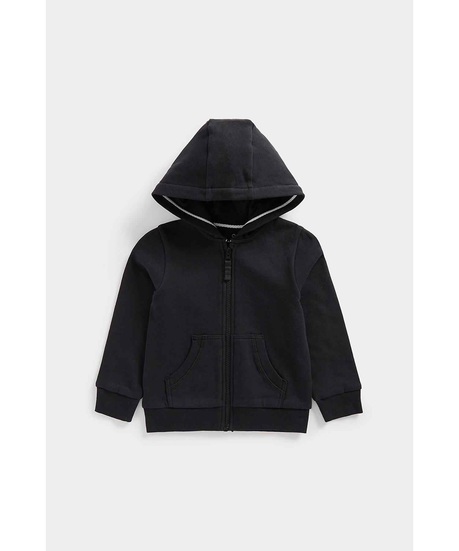 Mothercare Boys 100% Cotton Jersey - Lined Hood Sweatshirt - Black