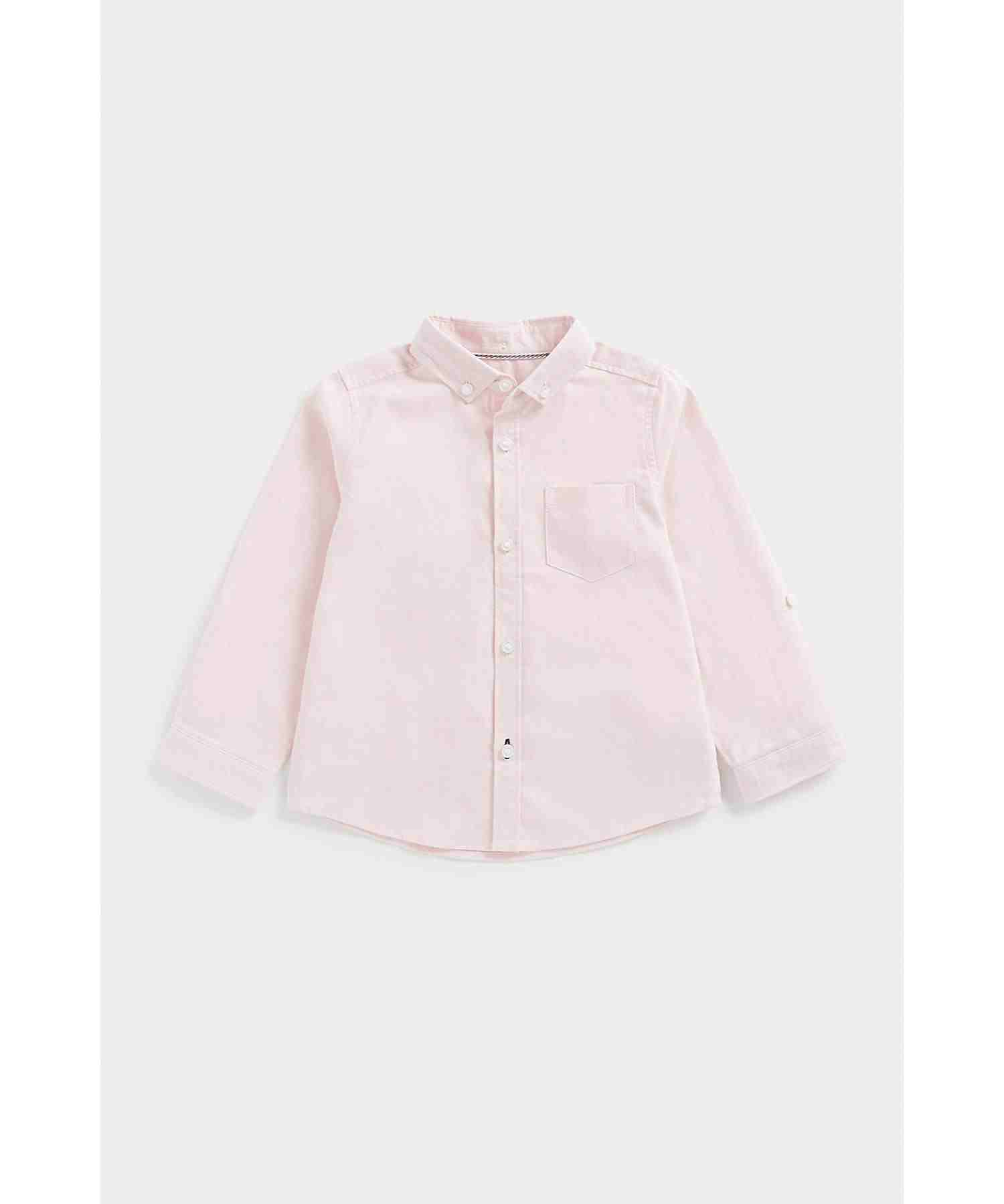 Mothercare Boys 100% Cotton Herringbone Neck Tape Oxford Shirt - Pink