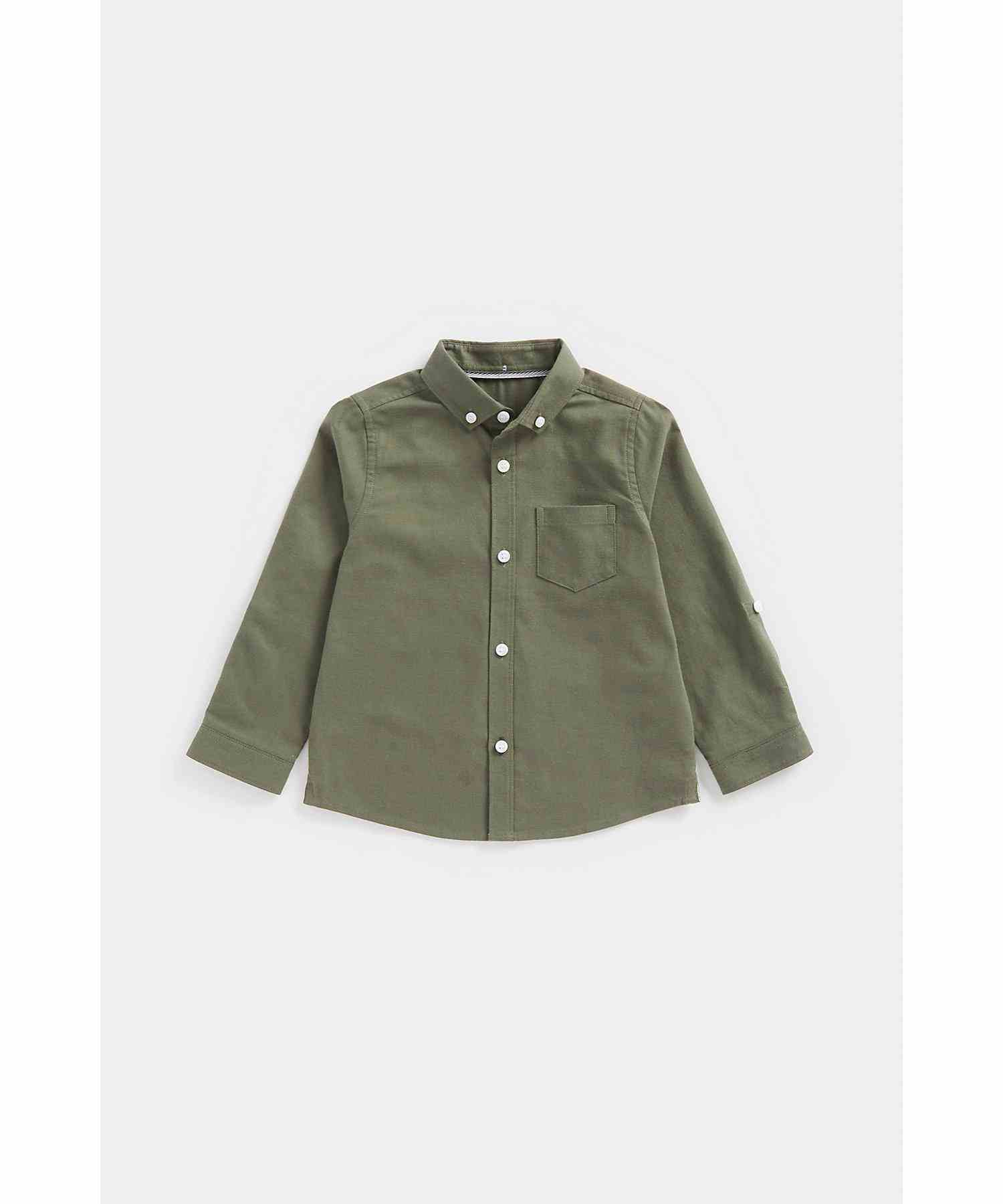 Mothercare Boys 100% Cotton Herringbone Neck Tape Oxford Shirt - Brown