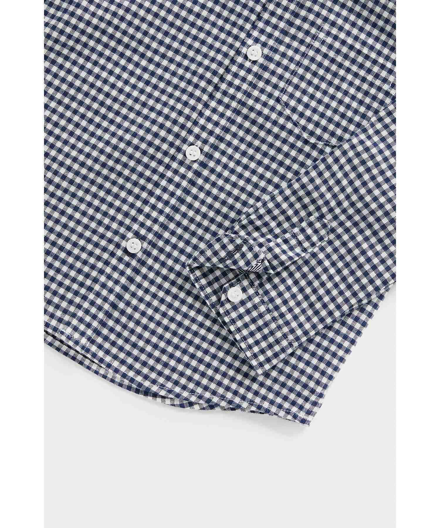 Mothercare Boys 100% Cotton Herringbone Neck Tape Oxford Shirt - Blue