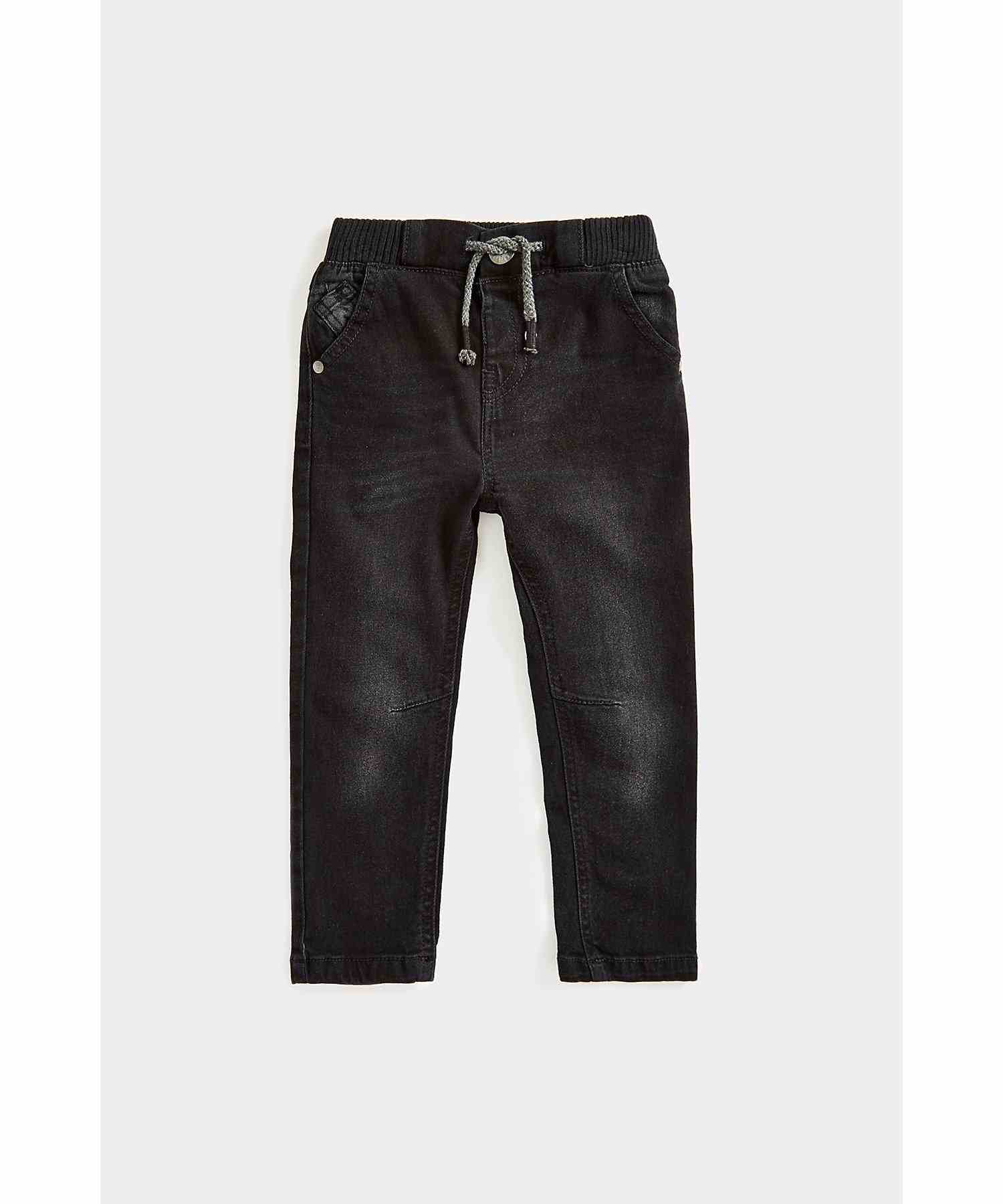 Mothercare Boys Ribbed Waistband Jeans with Cord- Black