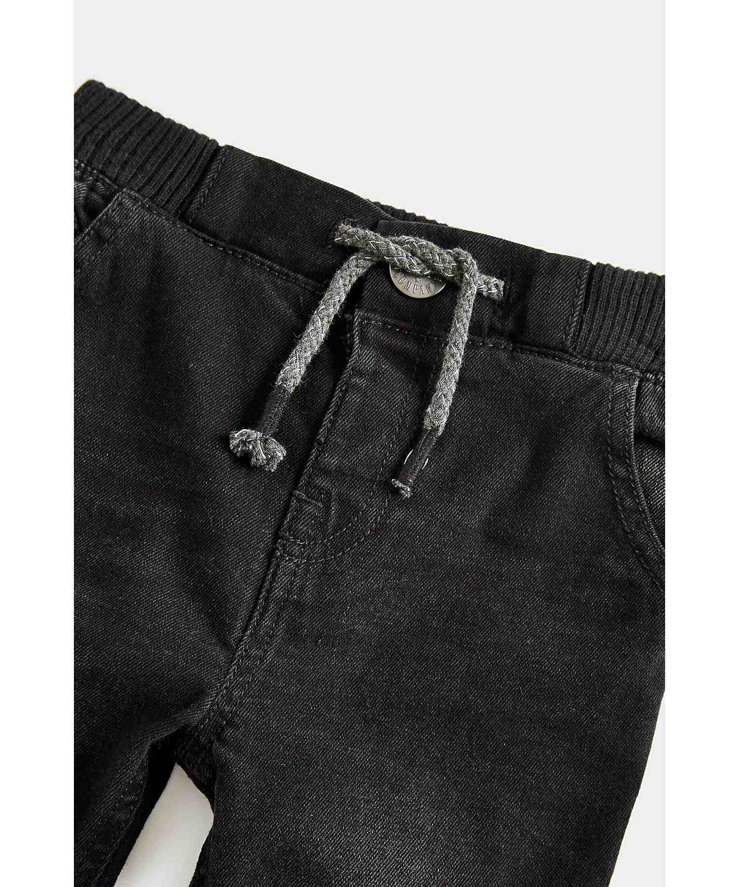 Mothercare Boys Ribbed Waistband Jeans with Cord- Black