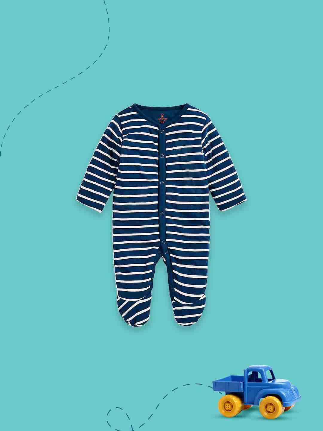 Mothercare Boys Natural Cotton Fabric and Wadded Snowsuit - Blue