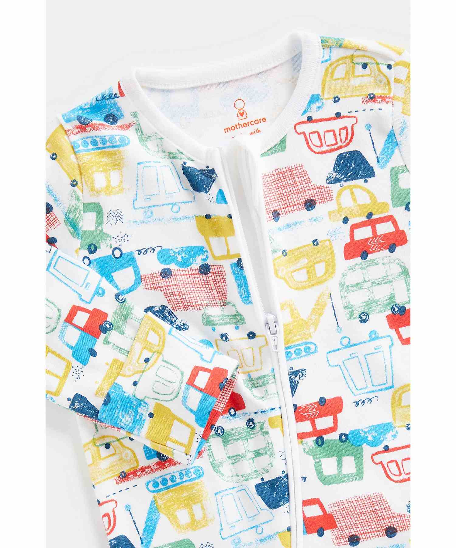 Mothercare Boys 100% Cotton Two - Way Zip Fastening Sleepsuit - Multicolor