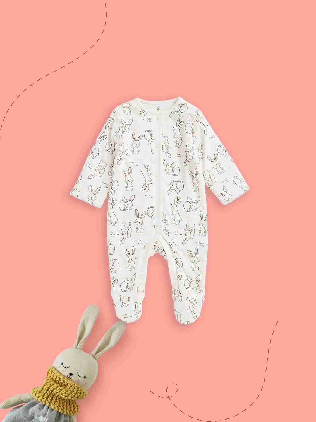 Mothercare Unisex Natural Cotton Fabric and Wadded Sleepsuit - Multicolor