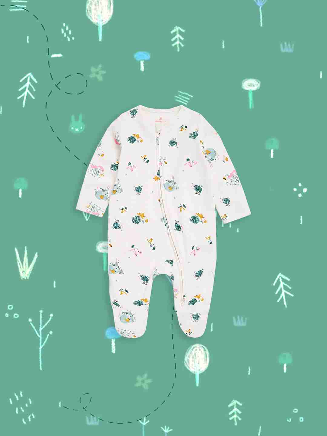 Mothercare Unisex 100% Cotton Two - Way Zip Fastening Sleepsuit - Multicolor