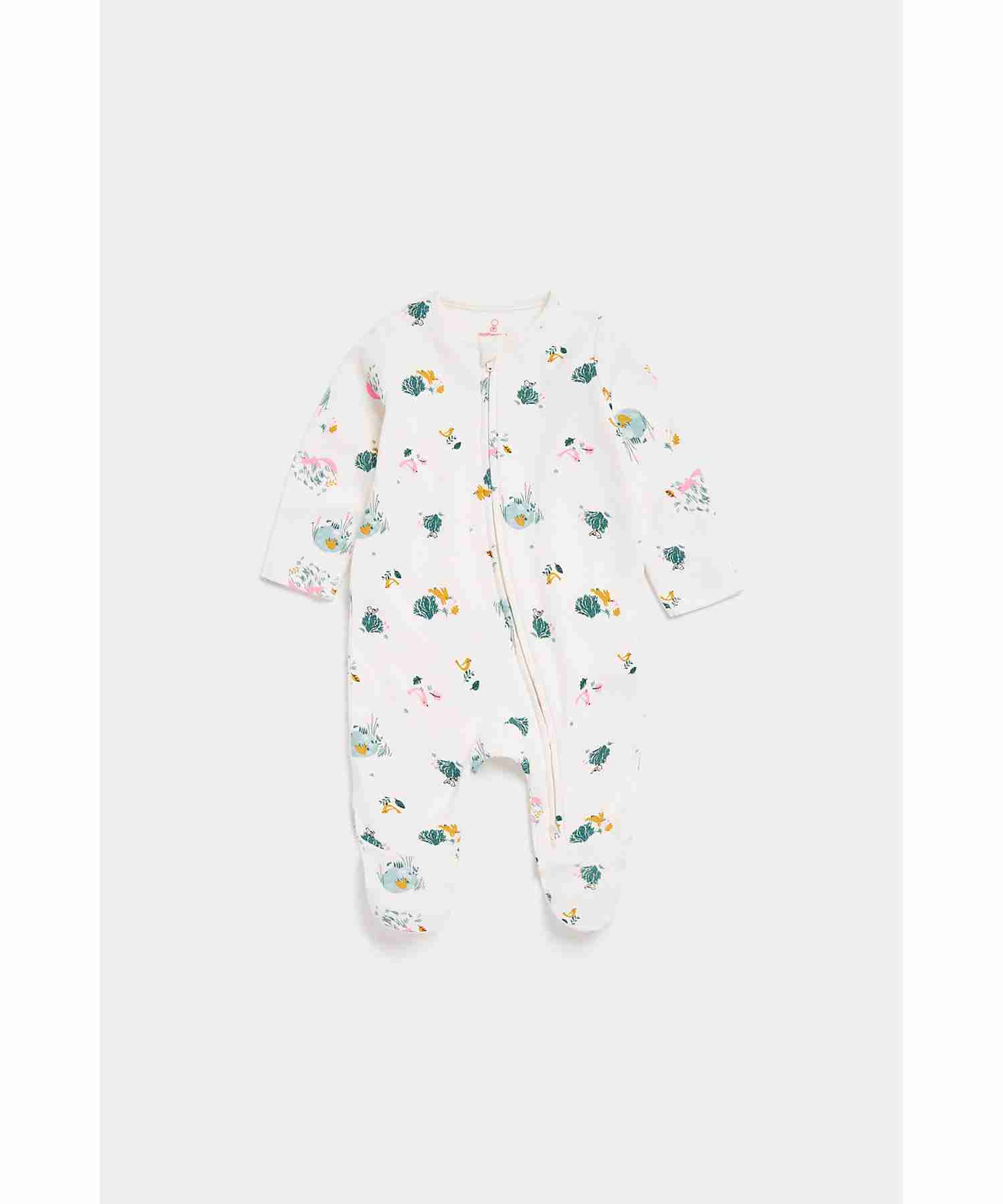 Mothercare Unisex 100% Cotton Two - Way Zip Fastening Sleepsuit - Multicolor