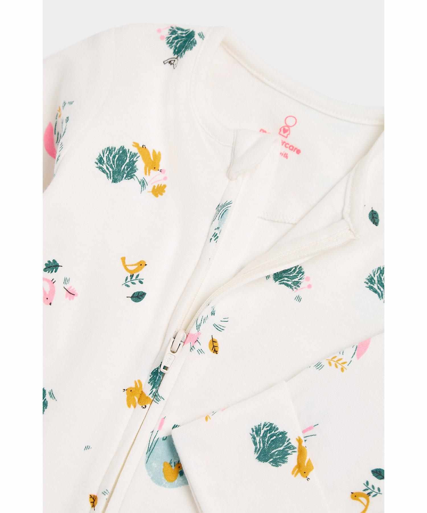 Mothercare Unisex 100% Cotton Two - Way Zip Fastening Sleepsuit - Multicolor