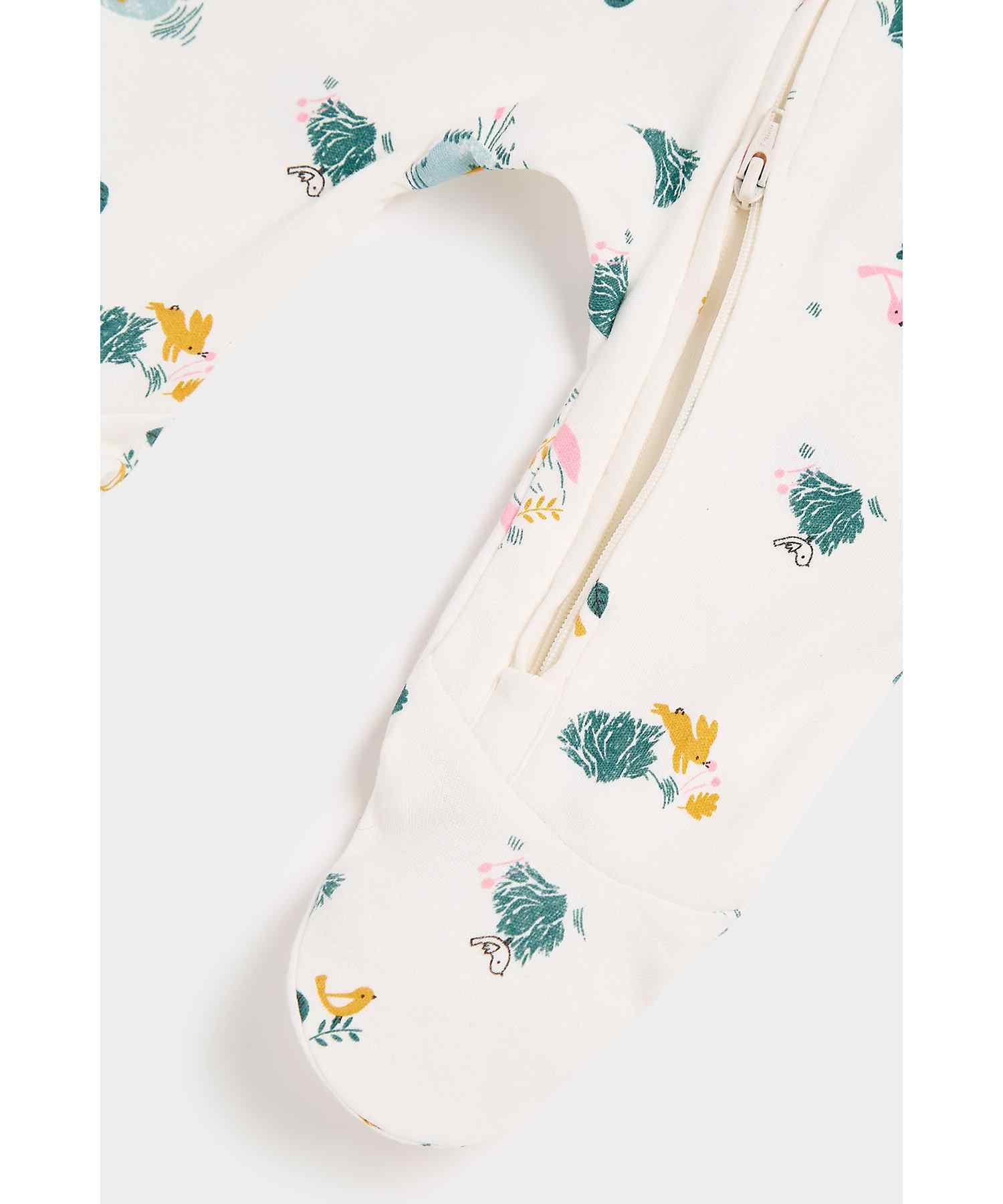 Mothercare Unisex 100% Cotton Two - Way Zip Fastening Sleepsuit - Multicolor