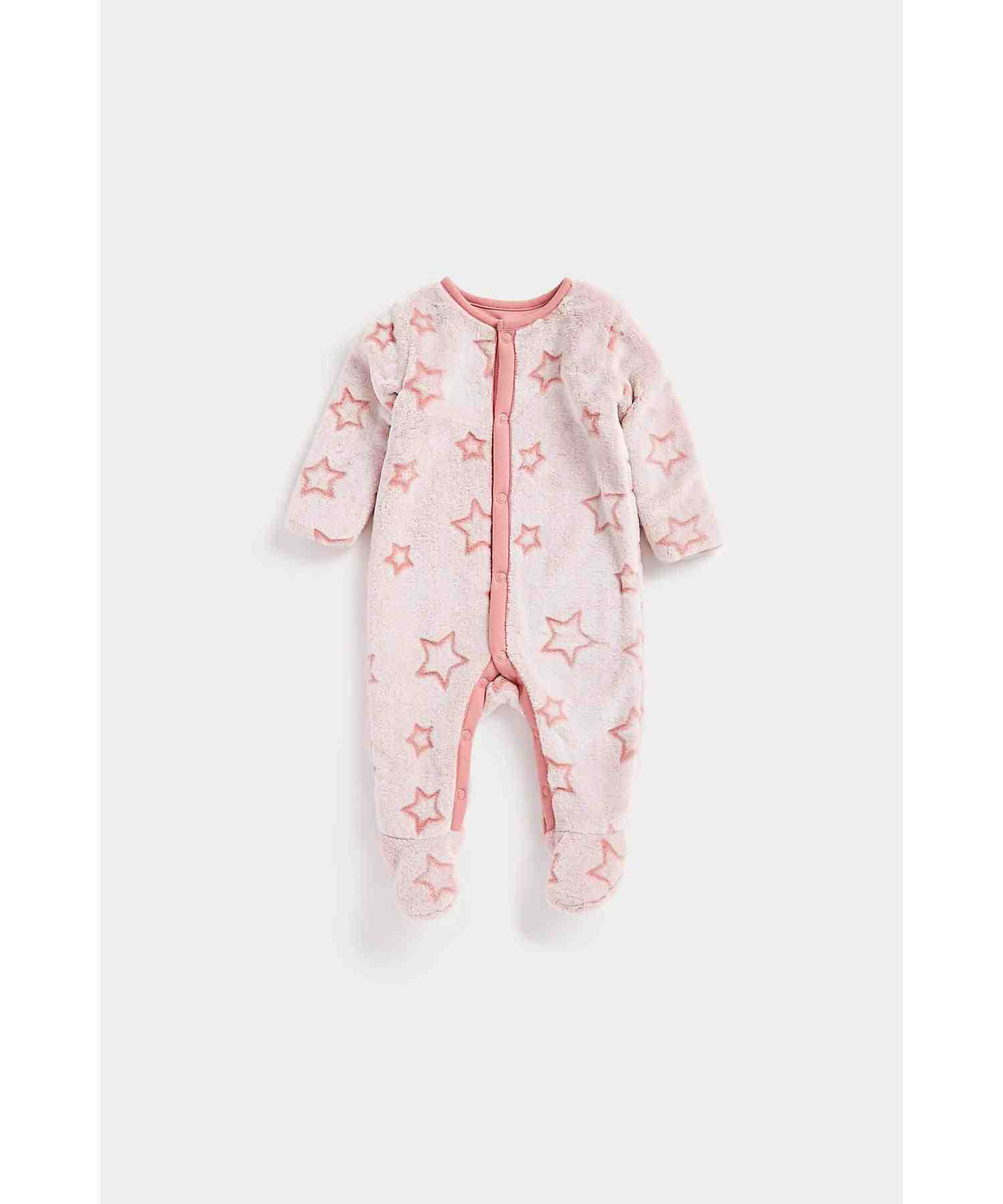 Mothercare Girls Cotton Lined Sleepsuit - Pink