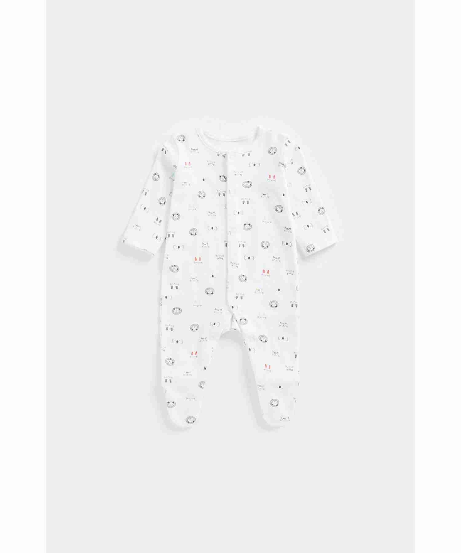 Mothercare Unisex 100% Cotton Printed Sleepsuit - Pack of 3 - Multicolor