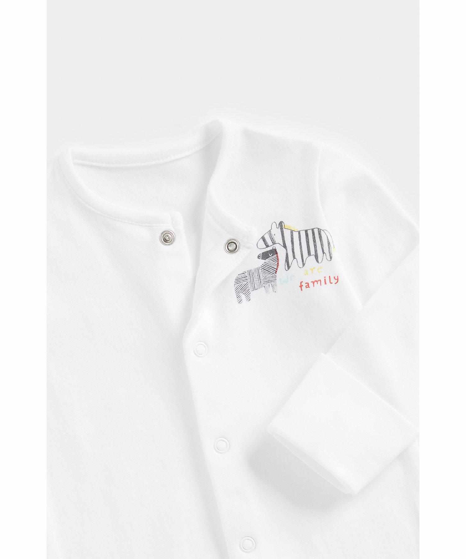 Mothercare Unisex 100% Cotton Printed Sleepsuit - Pack of 3 - Multicolor
