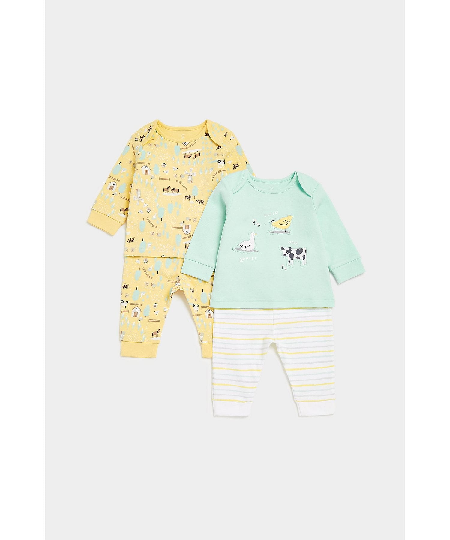 Mothercare | Unisex Full Sleeves Pyjama Set -Pack of 2-Multicolor 0