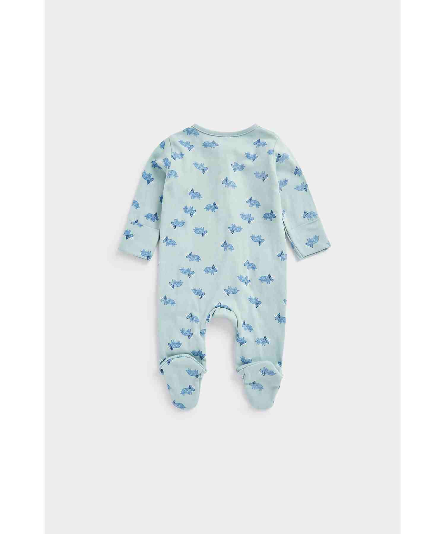 Mothercare Boys 100% Cotton Two - Way Zip Fastening Sleepsuit - Green